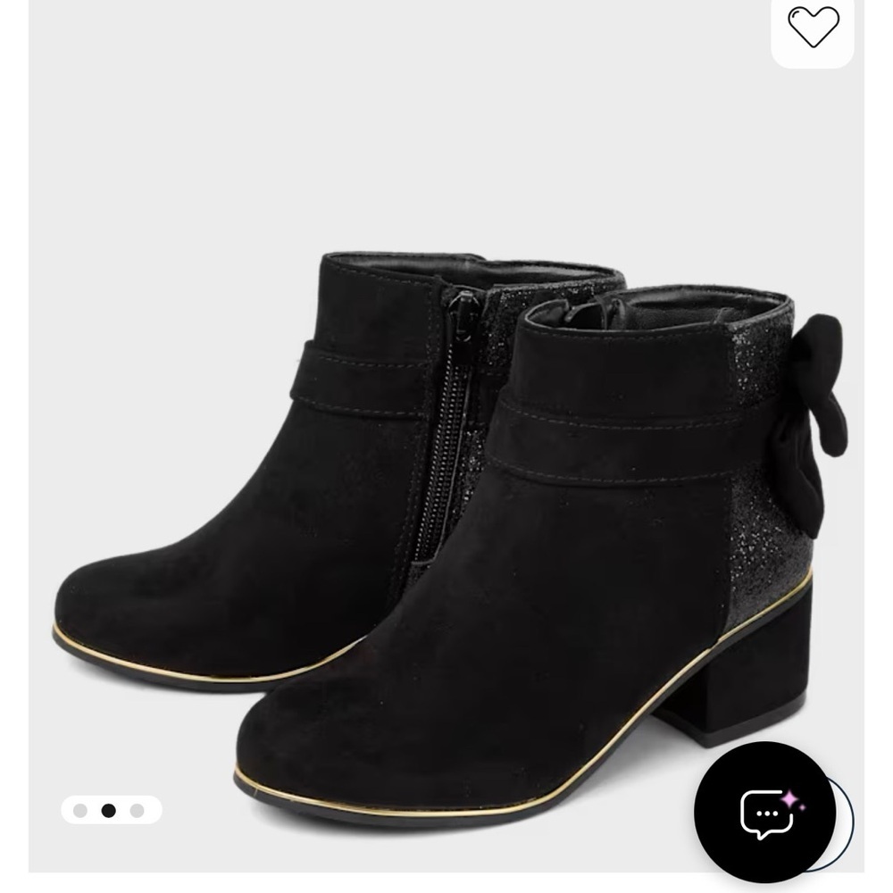 NWT Children’s Place girls black ankle booties with bow - Picture 2 of 6